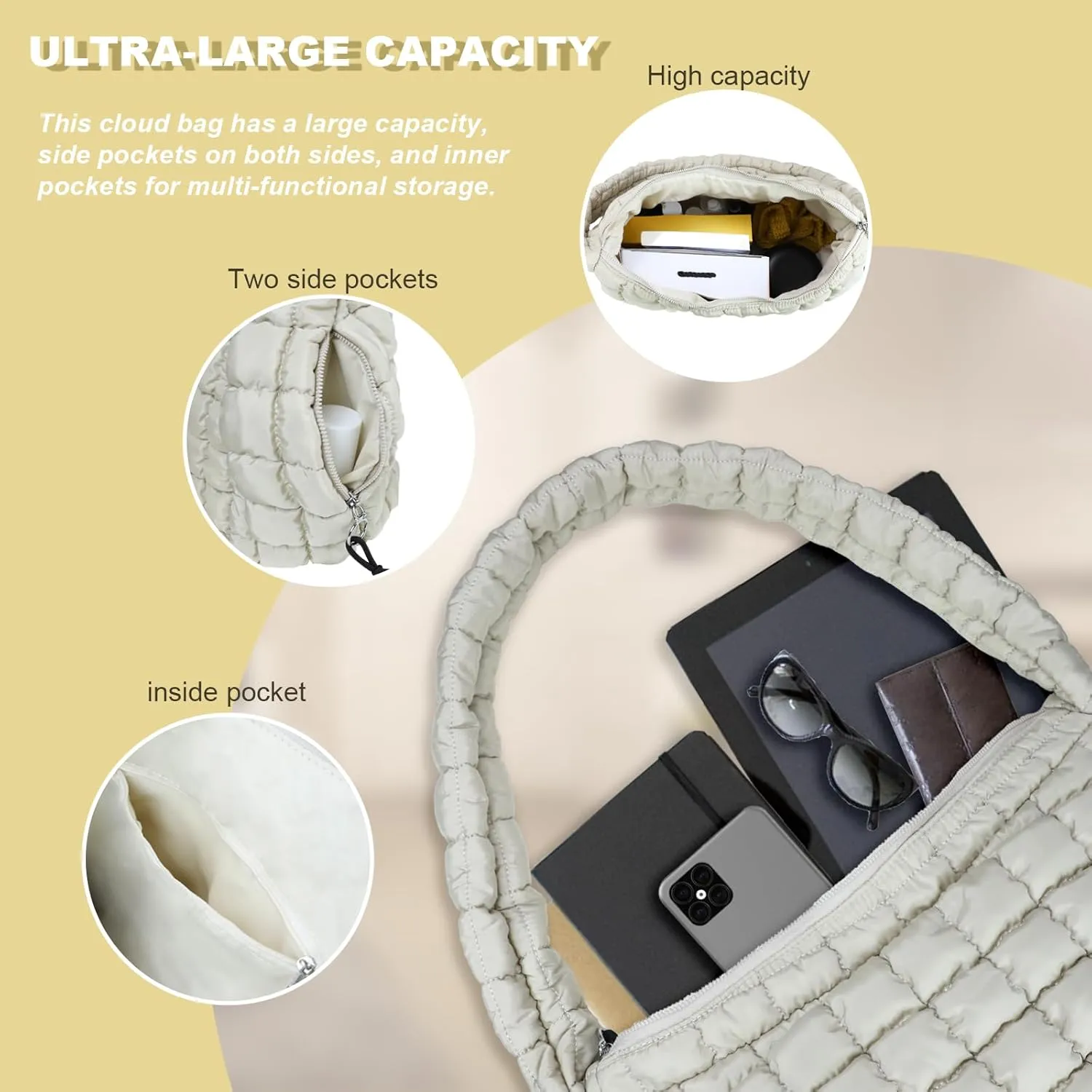 puffy tote bag quilted bag for women ysl bags travel cloud bag women puffer hobo trendy tote bag Purse