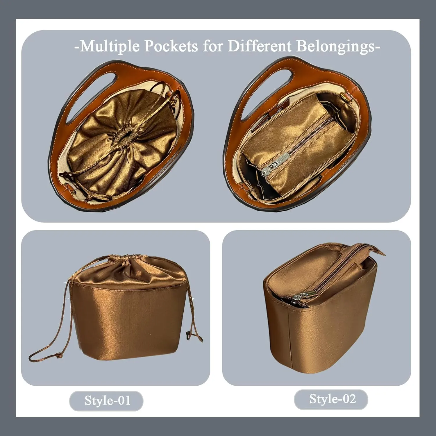 Purse Organizer Insert, Silk Satin Inner Liner Bag for Marni Tropicalia Handbags Smooth Storage Drawstring Bag