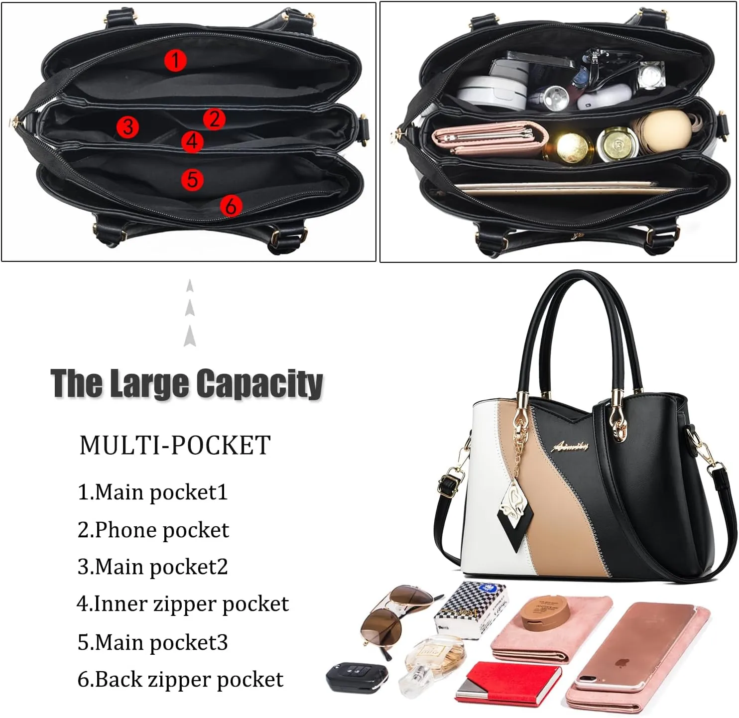 Purses and Handbags for Women Tote PU Leather Ladies Satchel Top Handle Crossbody Shoulder Bag
