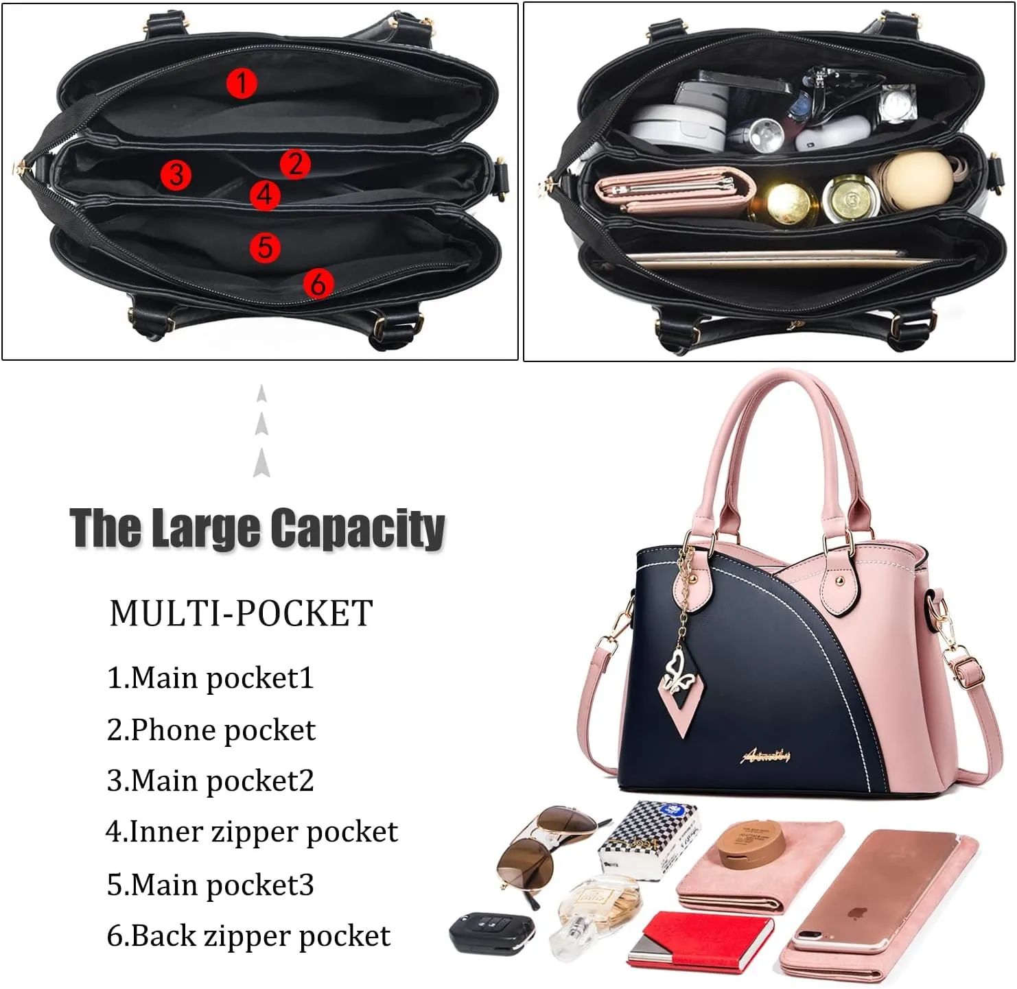 Purses and Handbags for Women Tote PU Leather Ladies Satchel Top Handle Crossbody Shoulder Bag