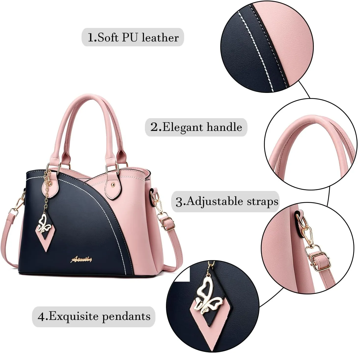 Purses and Handbags for Women Tote PU Leather Ladies Satchel Top Handle Crossbody Shoulder Bag