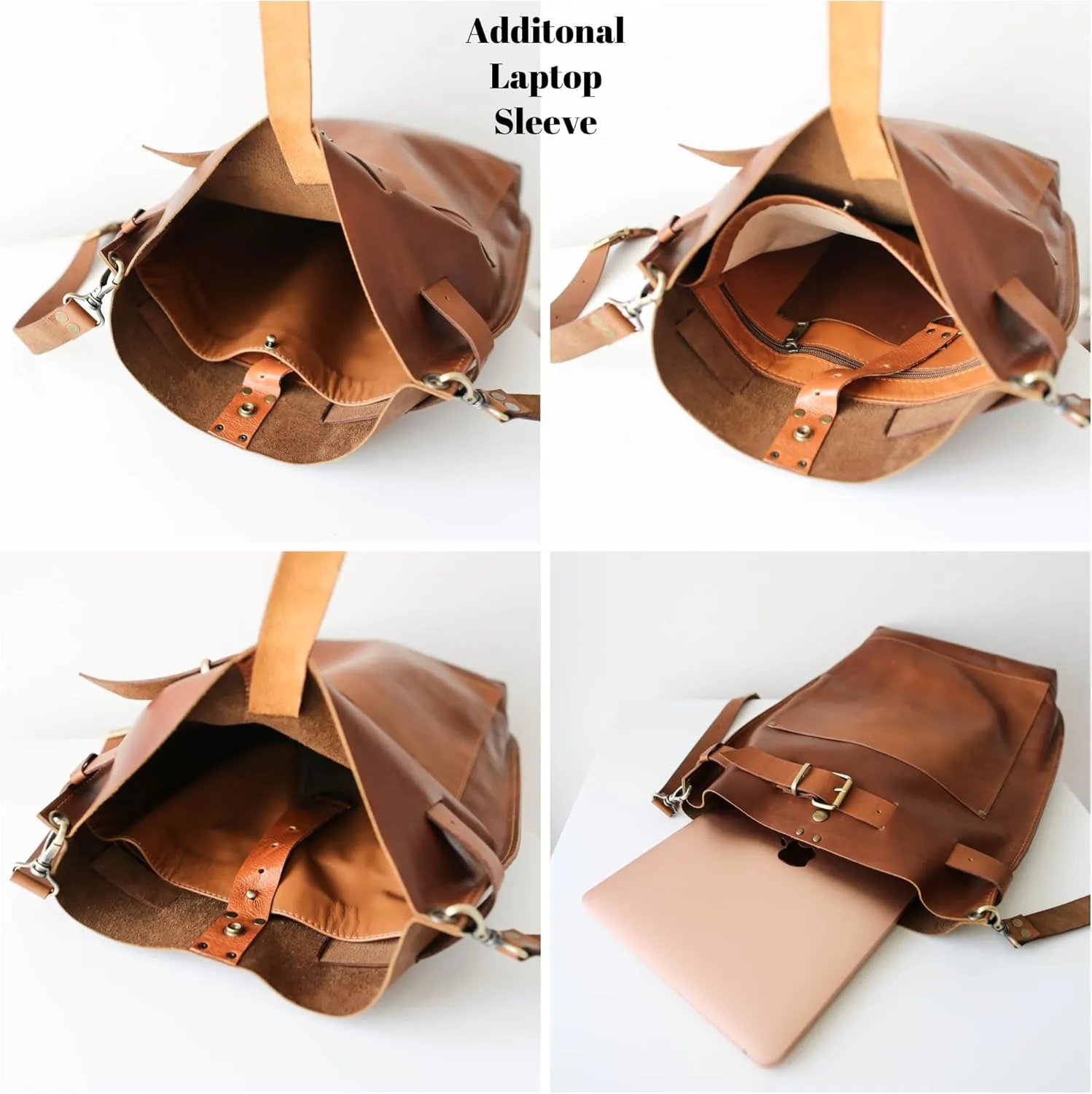 QisaBags Laptop Leather Backpack Purse for Women, Men - Handmade from the Finest Full-Grain Leather, Convertible Work Bag (Brown, Medium-13 Laptop)