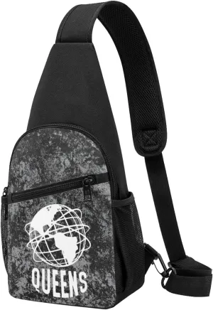 Queens Unisphere New York Sling Bag Crossbody Backpack Shoulder Casual Daypack Bags for Men Women