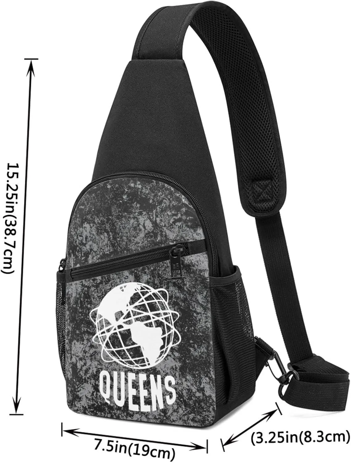 Queens Unisphere New York Sling Bag Crossbody Backpack Shoulder Casual Daypack Bags for Men Women