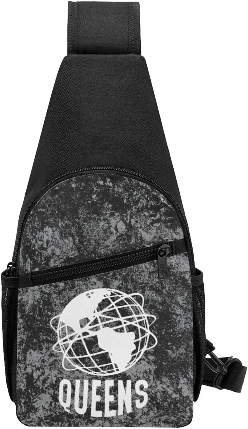 Queens Unisphere New York Sling Bag Crossbody Backpack Shoulder Casual Daypack Bags for Men Women