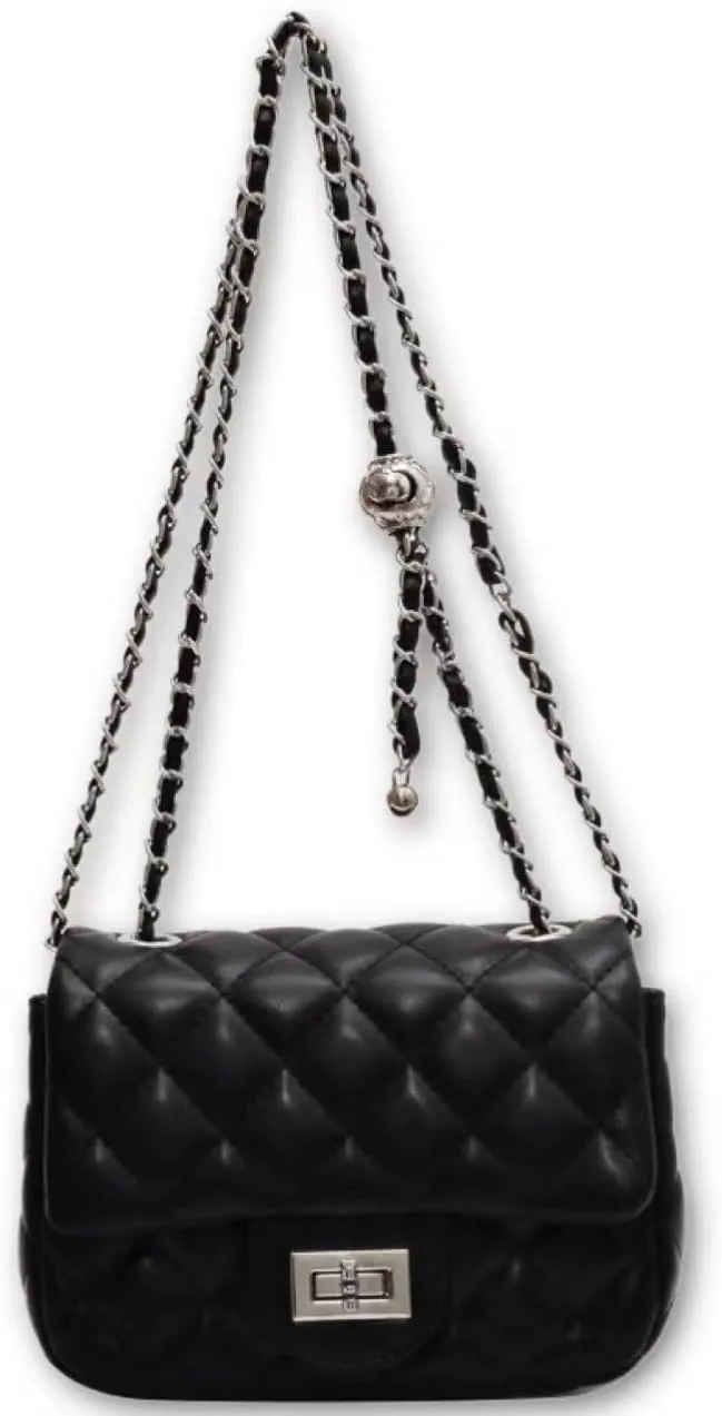 Quilted Crossbody Bag Faux Leather Trendy Shoulder Purses with Chain Strap Stylish Clutch Purse for Women Ladies