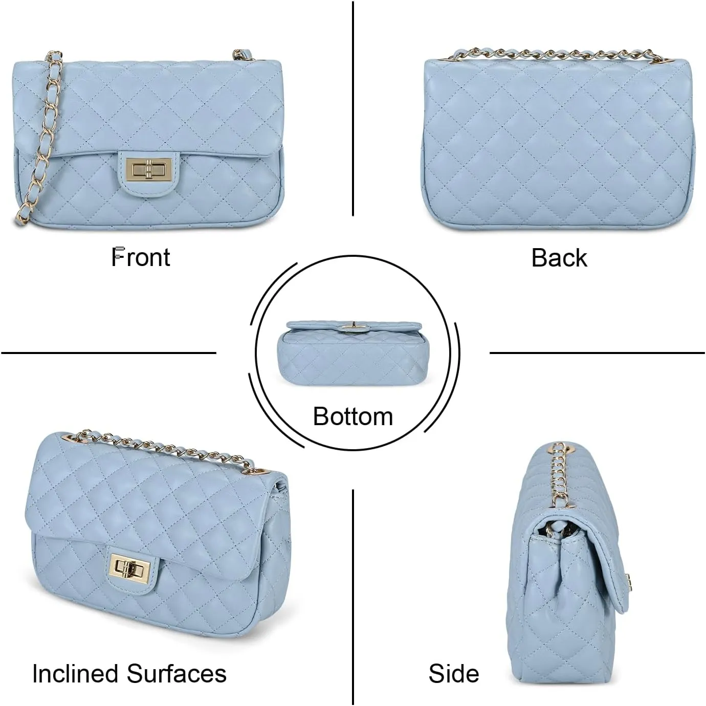 Quilted Crossbody Bags for Women, Small Soft Shoulder Handbags, Ladies Mini Vegan Leather Clutch Purses