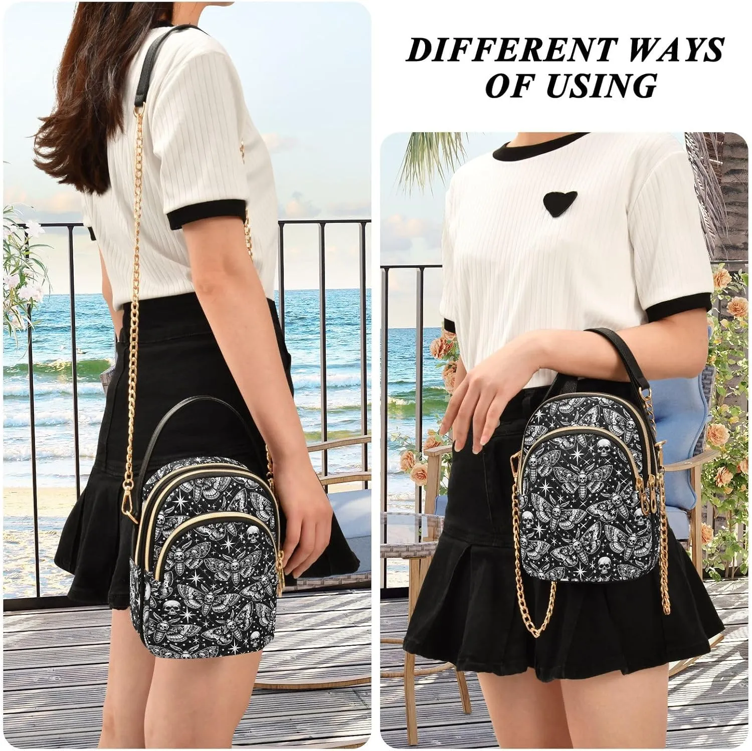 Quilted Crossbody Bags for Women Trendy, Women's Crossbody Handbags Butterfly Travel Cell Phone Purses Bags