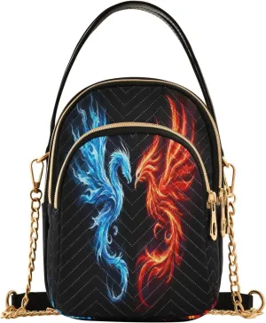 Quilted Crossbody Bags for Women,Dragon and Phoenix Women's Crossbody Handbags Small Travel Purses Phone Bag