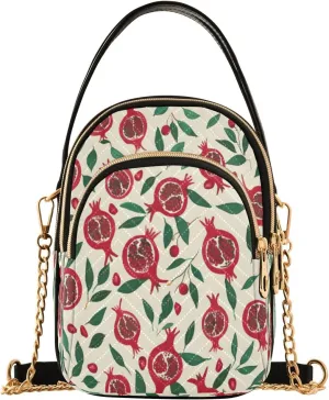 Quilted Crossbody Bags for Women,Many Pomegranate Women's Crossbody Handbags Small Travel Purses Phone Bag