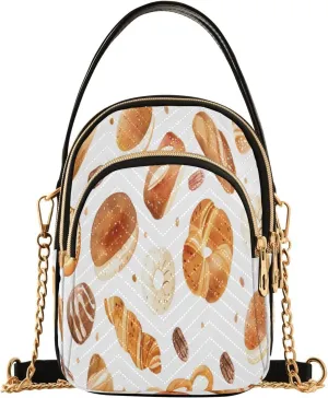 Quilted Crossbody Bags for Women,Watercolor Flat Cartoon Style Bakery Seamless Pattern with Illustration Of Bakery Product Isolated O Women's Crossbody Handbags Small Travel Purses Phone Bag