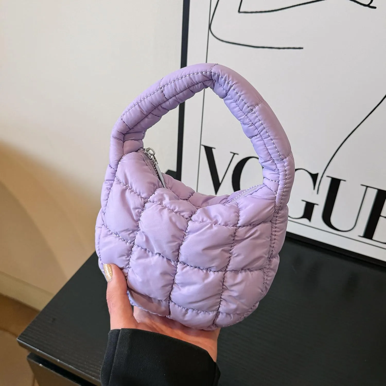 Quilted MINI Handbag and Purses Women Puffer Nylon Hobo Cotton Padded Purse Work Travel Lightweight