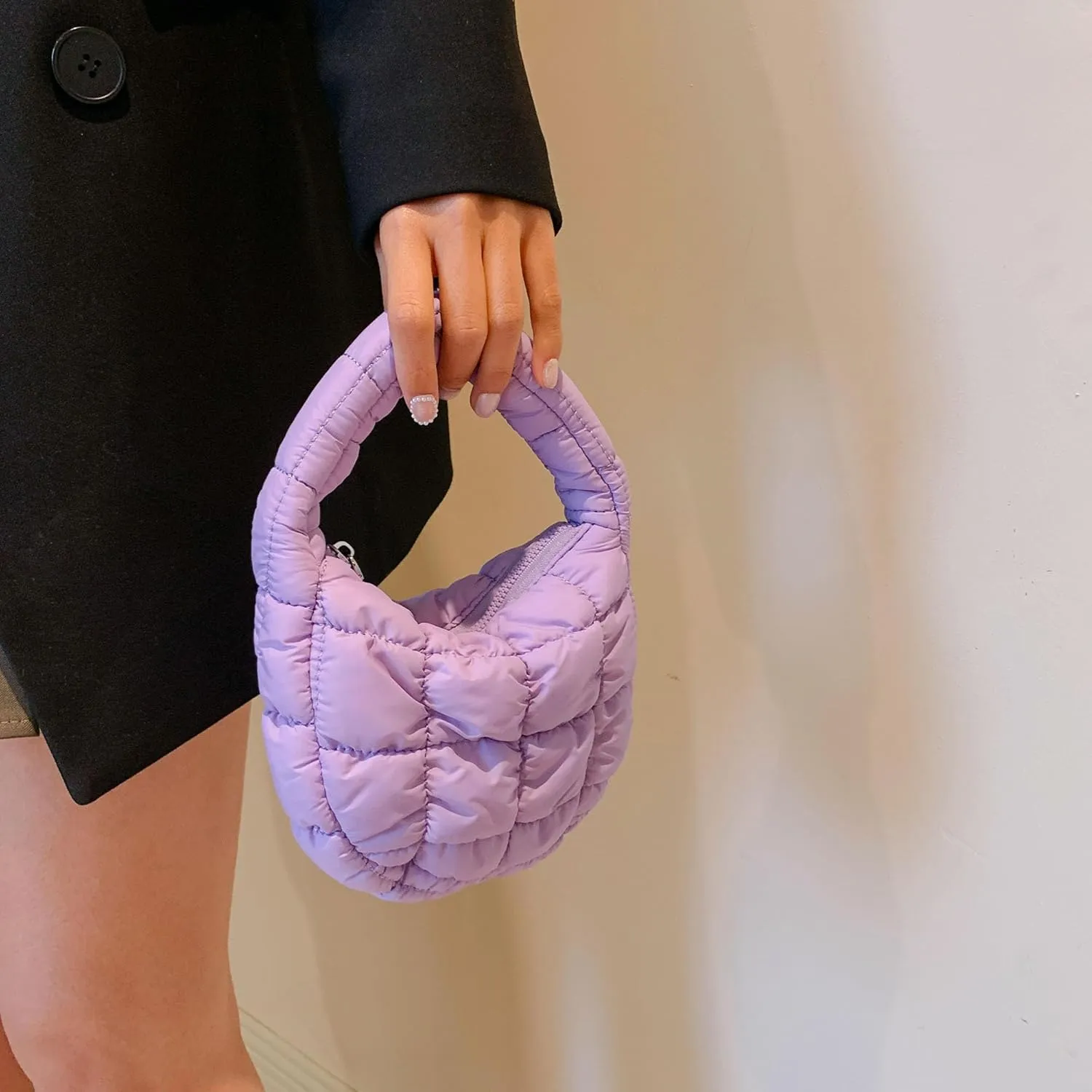 Quilted MINI Handbag and Purses Women Puffer Nylon Hobo Cotton Padded Purse Work Travel Lightweight