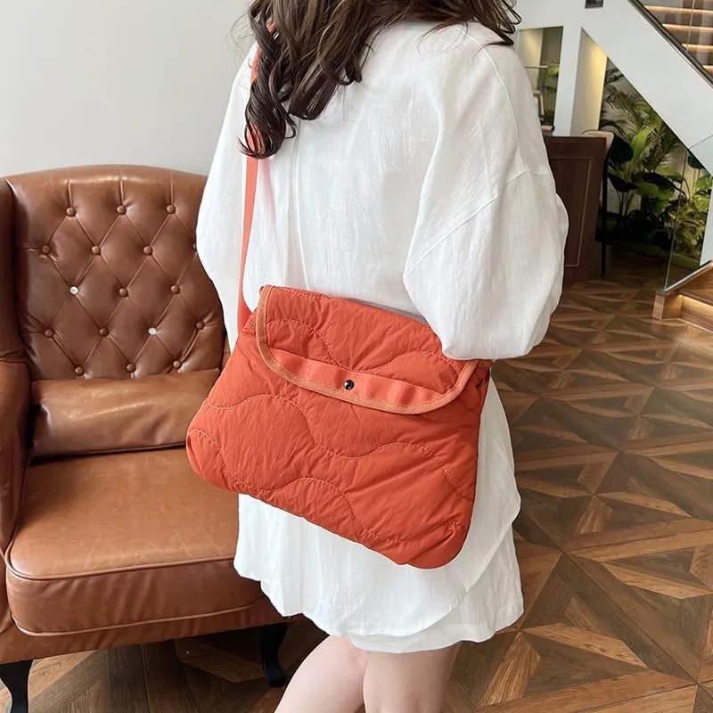 Quilted Nylon Crossbody Bag for Women, Small Square Shoulder Purse Lightweight Fashion Accessory & Daily Essentials