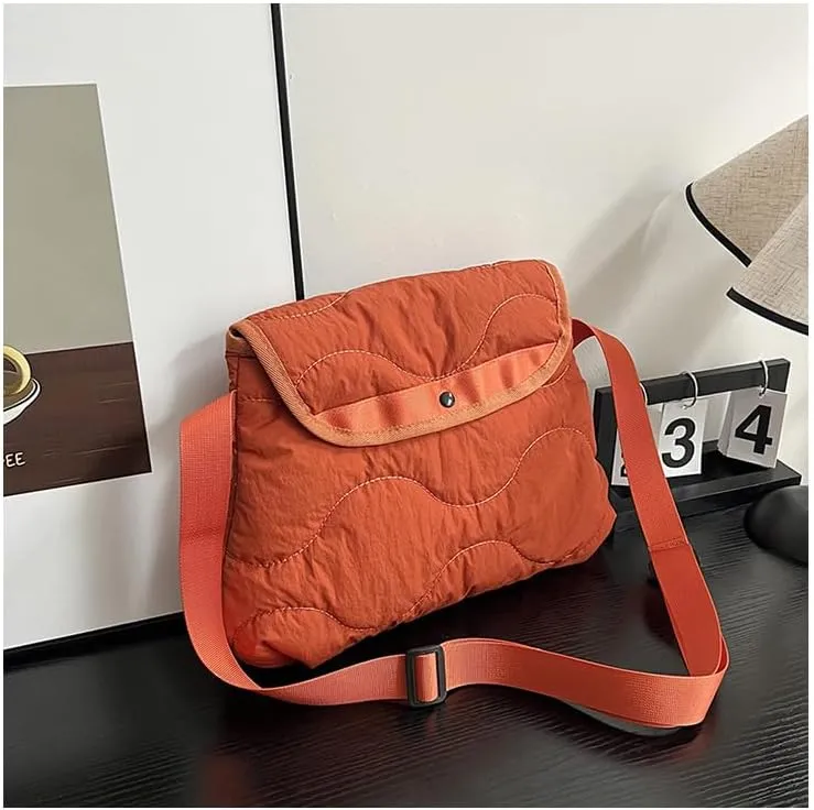 Quilted Nylon Crossbody Bag for Women, Small Square Shoulder Purse Lightweight Fashion Accessory & Daily Essentials