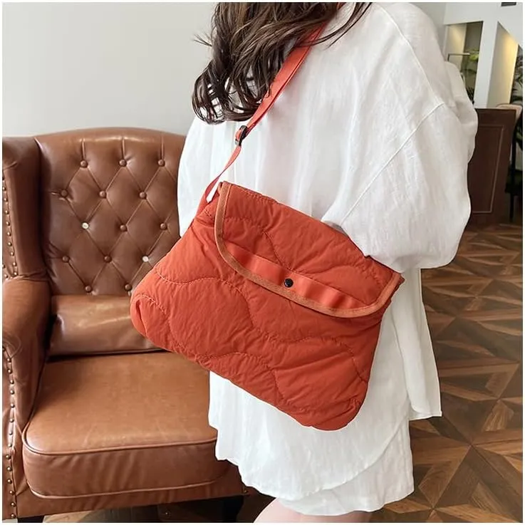 Quilted Nylon Crossbody Bag for Women, Small Square Shoulder Purse Lightweight Fashion Accessory & Daily Essentials