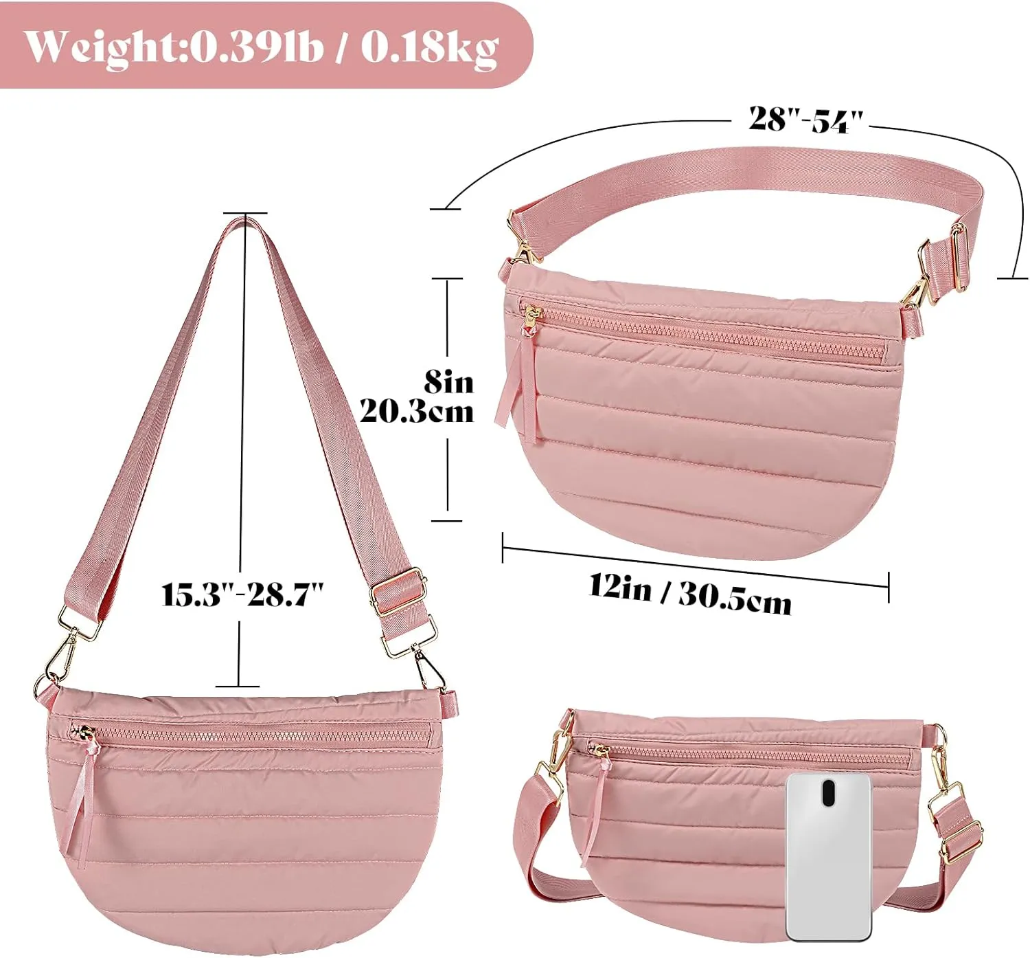 Quilted Puffer Belt Bag Puffy Sling Bag Fanny Pack Puffer Crossbody Bags Chest Belt Bum Waist Bag Purse Shoulder Bag for Women Gift