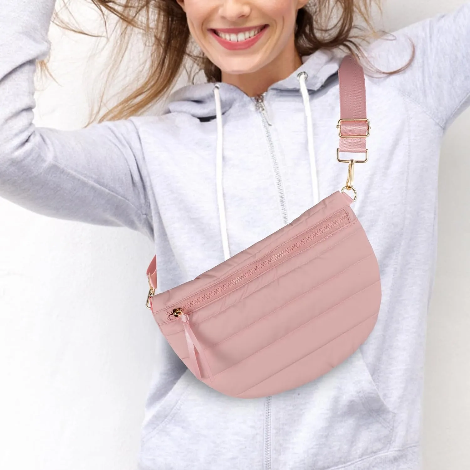 Quilted Puffer Belt Bag Puffy Sling Bag Fanny Pack Puffer Crossbody Bags Chest Belt Bum Waist Bag Purse Shoulder Bag for Women Gift