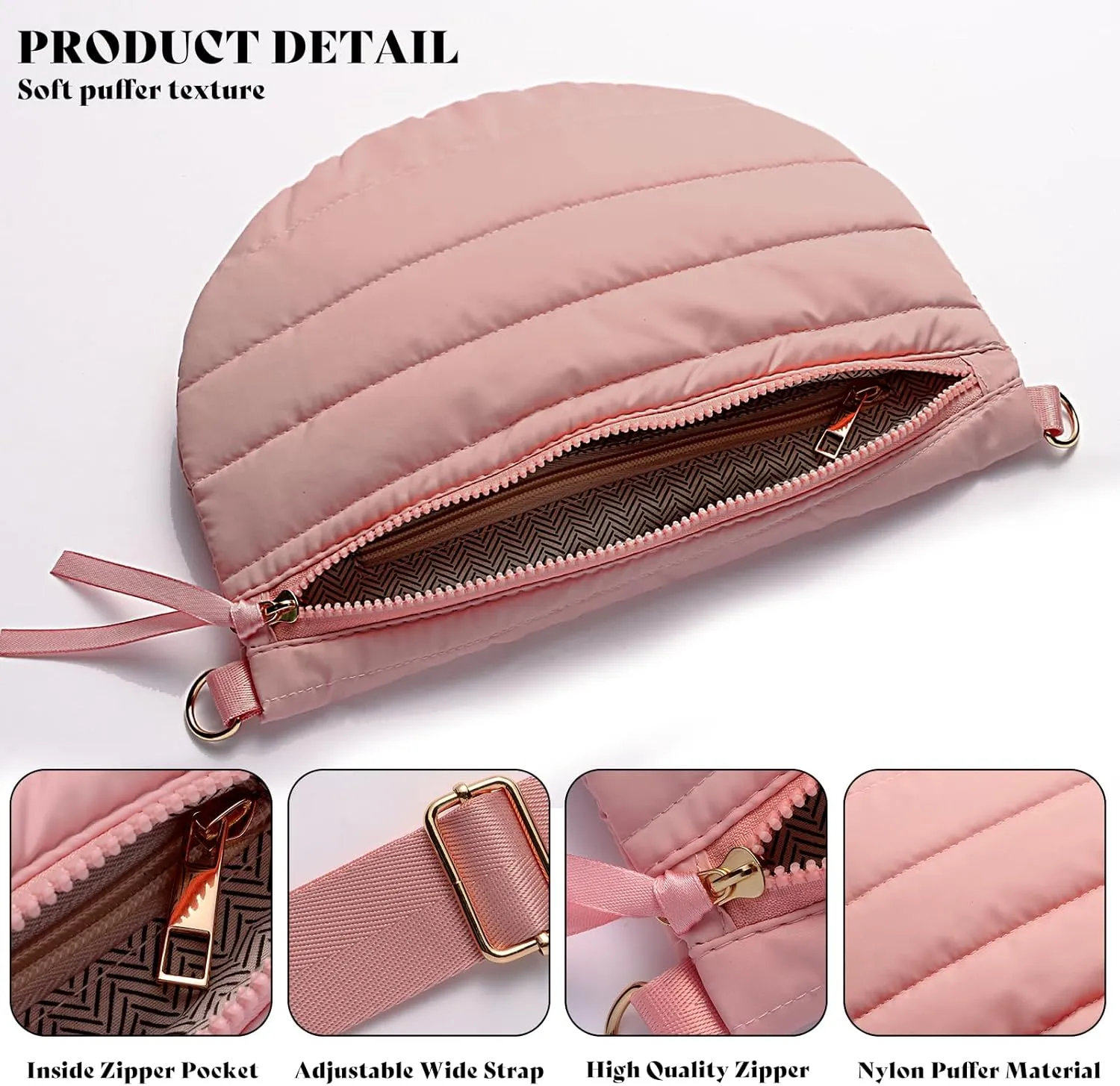 Quilted Puffer Belt Bag Puffy Sling Bag Fanny Pack Puffer Crossbody Bags Chest Belt Bum Waist Bag Purse Shoulder Bag for Women Gift
