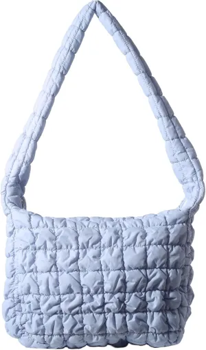 Quilted Puffer Large Shoulder Crossbody for Women Nylon Hobo Pleated Padded Handbag and Purses Lightweight