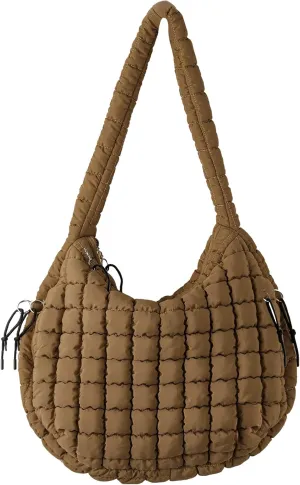 Quilted Puffer Tote Bag for Women Large Quilted Crossbody Hobo Bags Puffy Purse Carryall Bag Nylon Shoulder Handbag