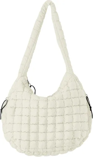 Quilted Puffer Tote Bag for Women Large Quilted Crossbody Hobo Bags Puffy Purse Carryall Bag Nylon Shoulder Handbag