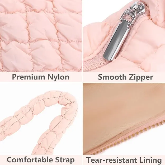 Quilted Puffer Tote Bag for Women Large Quilted Tote Bag Lightweight Nylon Puffy Quilted Padding Hobo Bag Quilted Bag
