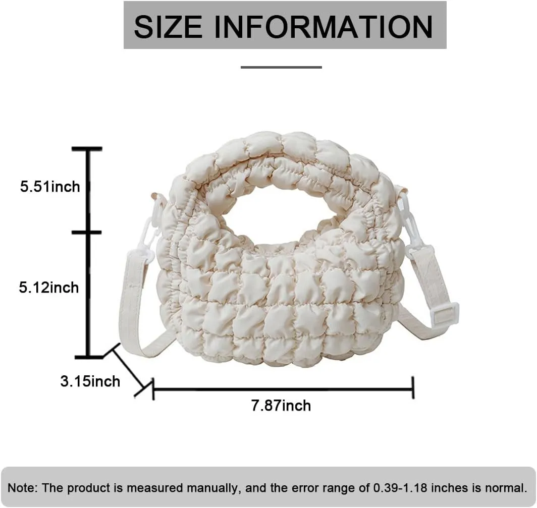 Quilted Puffer Tote Bag for Women Mini Purse Puff Bag Puffy Nylon Crossbody Bags Lightweight Carryall Bag Puffy Purses