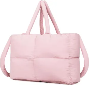Quilted Puffer Tote Bag for Women Soft Puffy Hobo Crossbody Handbags Purse Lightweight Shoulder Bag