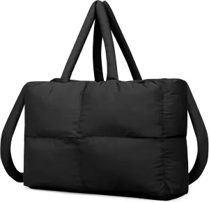 Quilted Puffer Tote Bag for Women Soft Puffy Hobo Crossbody Handbags Purse Lightweight Shoulder Bag