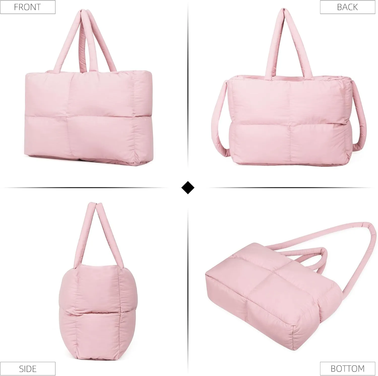 Quilted Puffer Tote Bag for Women Soft Puffy Hobo Crossbody Handbags Purse Lightweight Shoulder Bag
