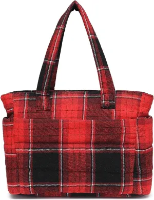 Quilted Puffer Tote Bag for Women Stylish Work Tote with Multiple Compartments Puffy Handbag