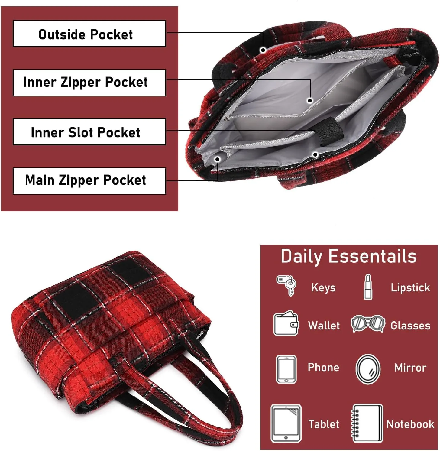 Quilted Puffer Tote Bag for Women Stylish Work Tote with Multiple Compartments Puffy Handbag