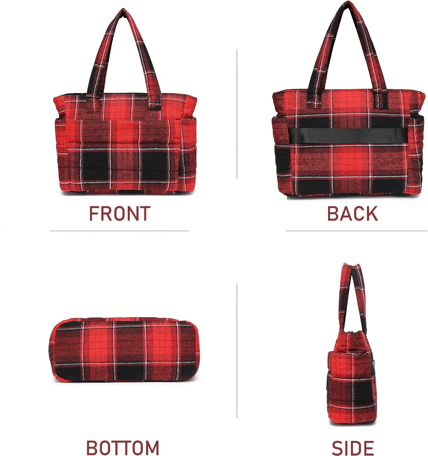 Quilted Puffer Tote Bag for Women Stylish Work Tote with Multiple Compartments Puffy Handbag