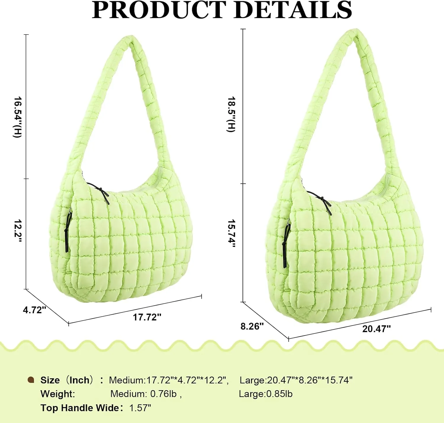 Quilted Puffer Tote Bag Large Crossbody Shoulder Bag with Zipper, Nylon Bubble Hobo Handbag Carryall Bag for Women