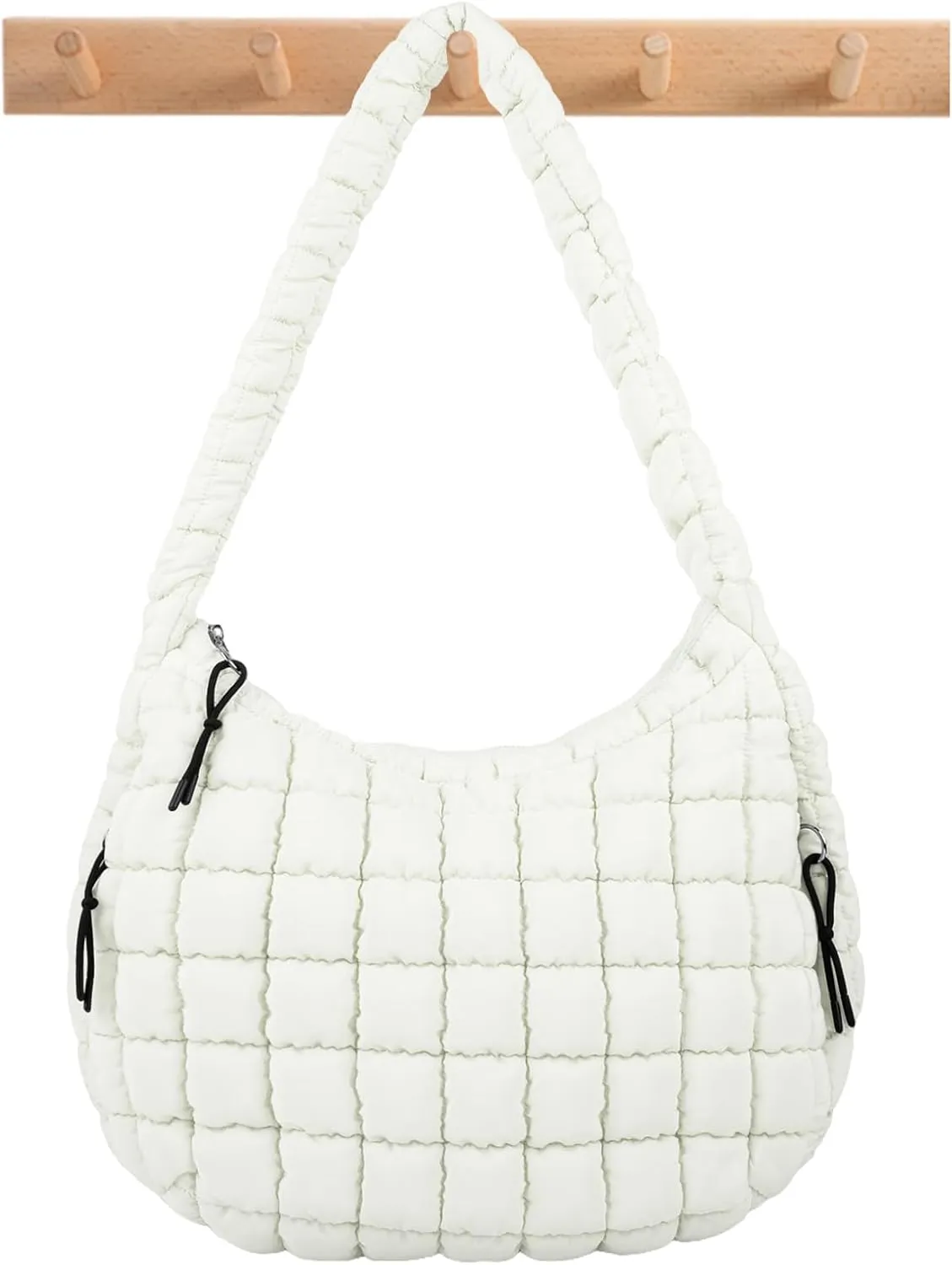 Quilted Puffer Tote Bag Large Crossbody Shoulder Bag with Zipper, Nylon Bubble Hobo Handbag Carryall Bag for Women