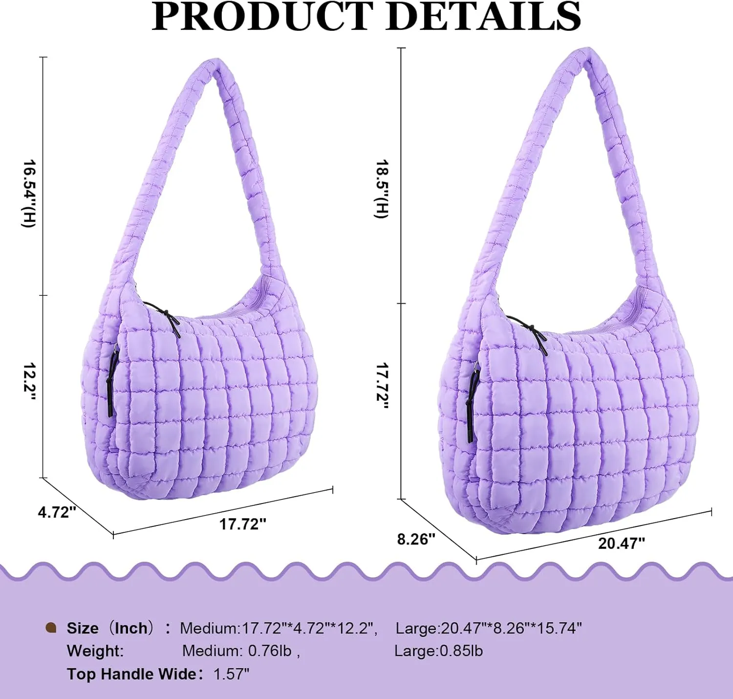 Quilted Puffer Tote Bag Large Crossbody Shoulder Bag with Zipper, Nylon Bubble Hobo Handbag Carryall Bag for Women