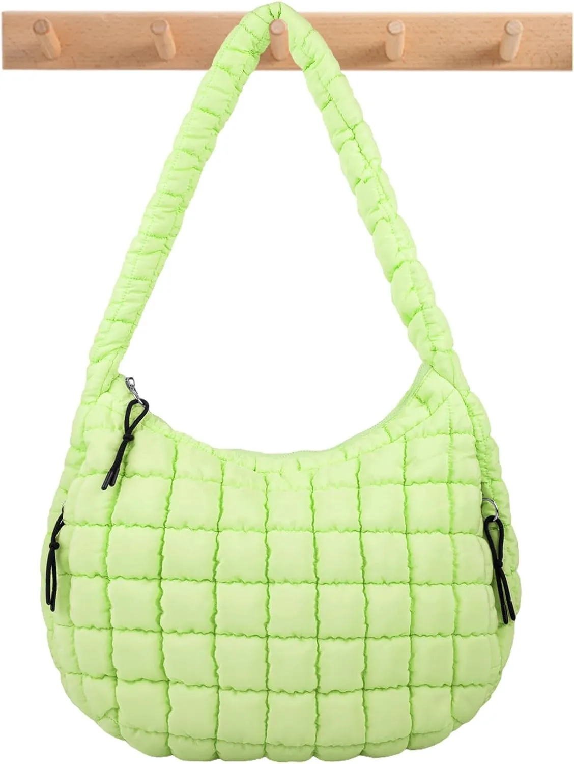 Quilted Puffer Tote Bag Large Crossbody Shoulder Bag with Zipper, Nylon Bubble Hobo Handbag Carryall Bag for Women