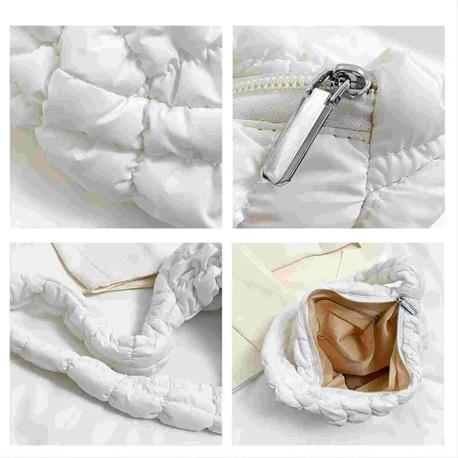 Quilted Puffer Tote Bags for Women Lightweight Quilted Padding Shoulder Bag Satchel Handbag Zip Puffer Bag Green