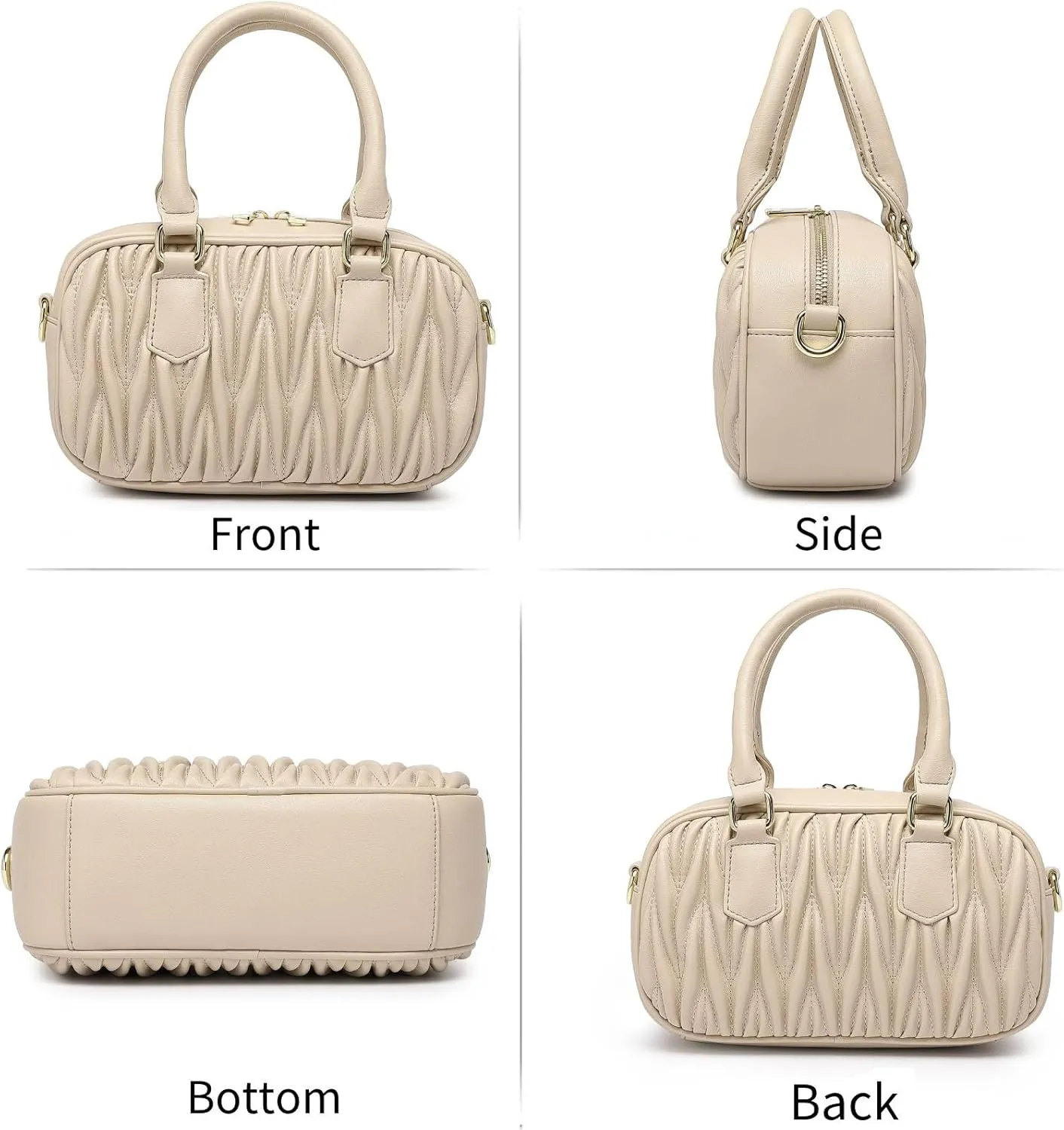 Quilted Shoulder Bag for Women Trendy Small Top Handle Handbags with Zipper Closure Purses