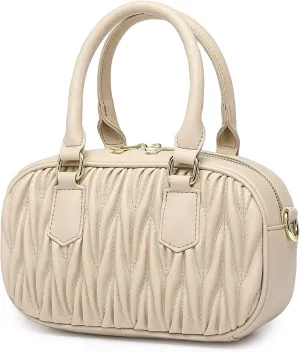 Quilted Shoulder Bag for Women Trendy Small Top Handle Handbags with Zipper Closure Purses