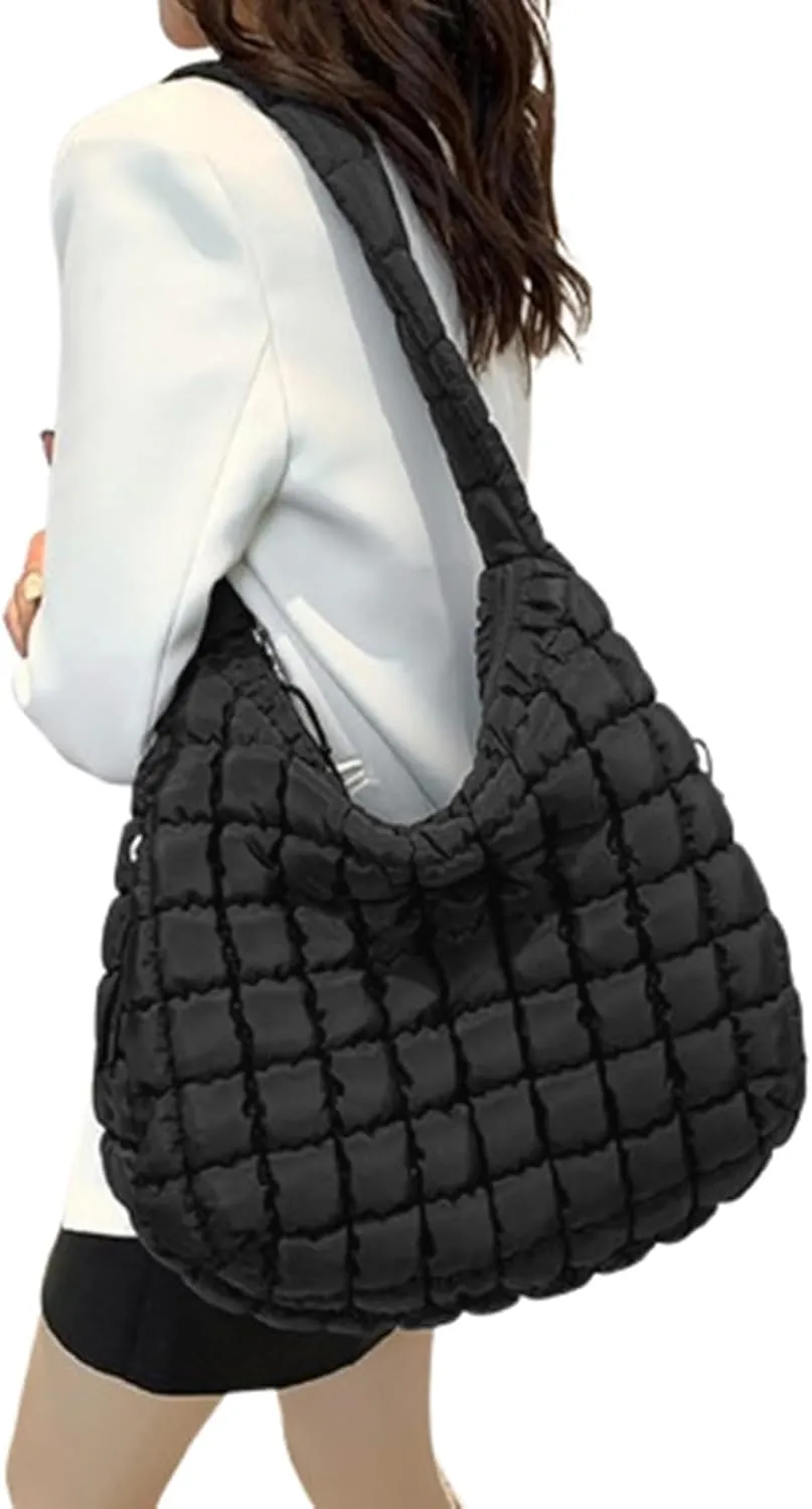 Quilted Tote Bag for Women Crossbody Bag Large Puffer Carryall Bag Lightweight Soft Puffy Shoulder Bag Handbags