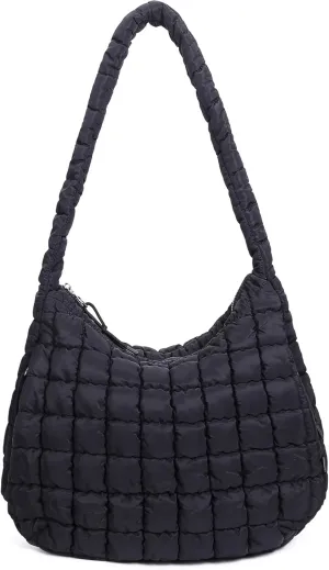 Quilted Tote Bag for Women Large Puffer Carryall Bag Lightweight Puffy Padding Hobo Shoulder Bag Crossbody Ladies Purse