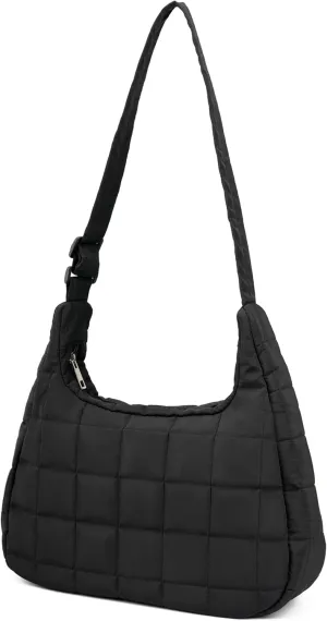 Quilted Tote Bag for Women, Lightweight Carryall Puffer Shoulder Bag Handbag for Travel, Work