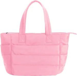 Quilted Tote Bag for Women, Lightweight Puffy Work Bag with Compartment, Quilted Shoulder Bag with Multi Pockets