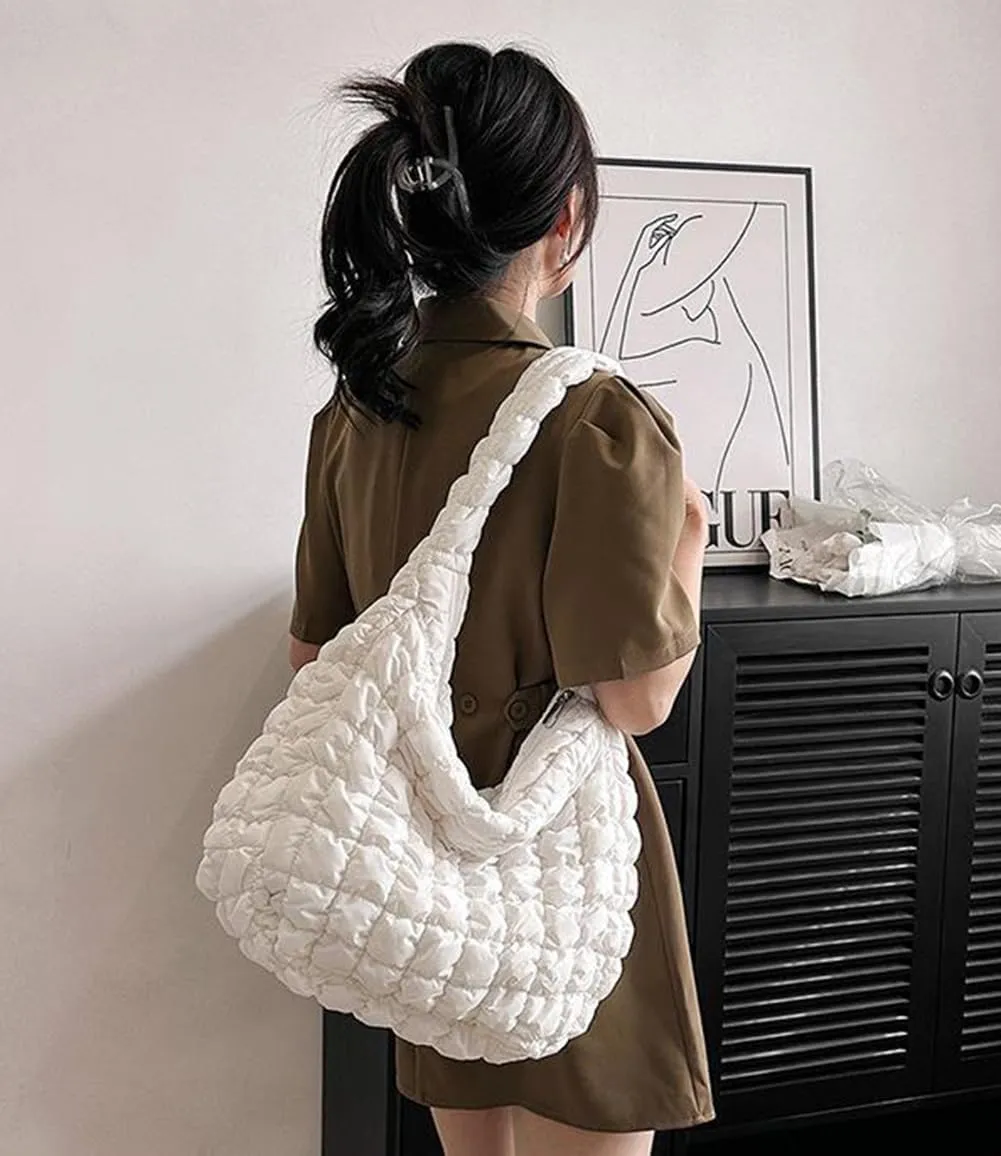 Quilted Tote Bag for Women Puffer Bags Large Padding Shoulder Bag Dumpling Underarm Bag Tote Bag Cloud Handbags with Zip