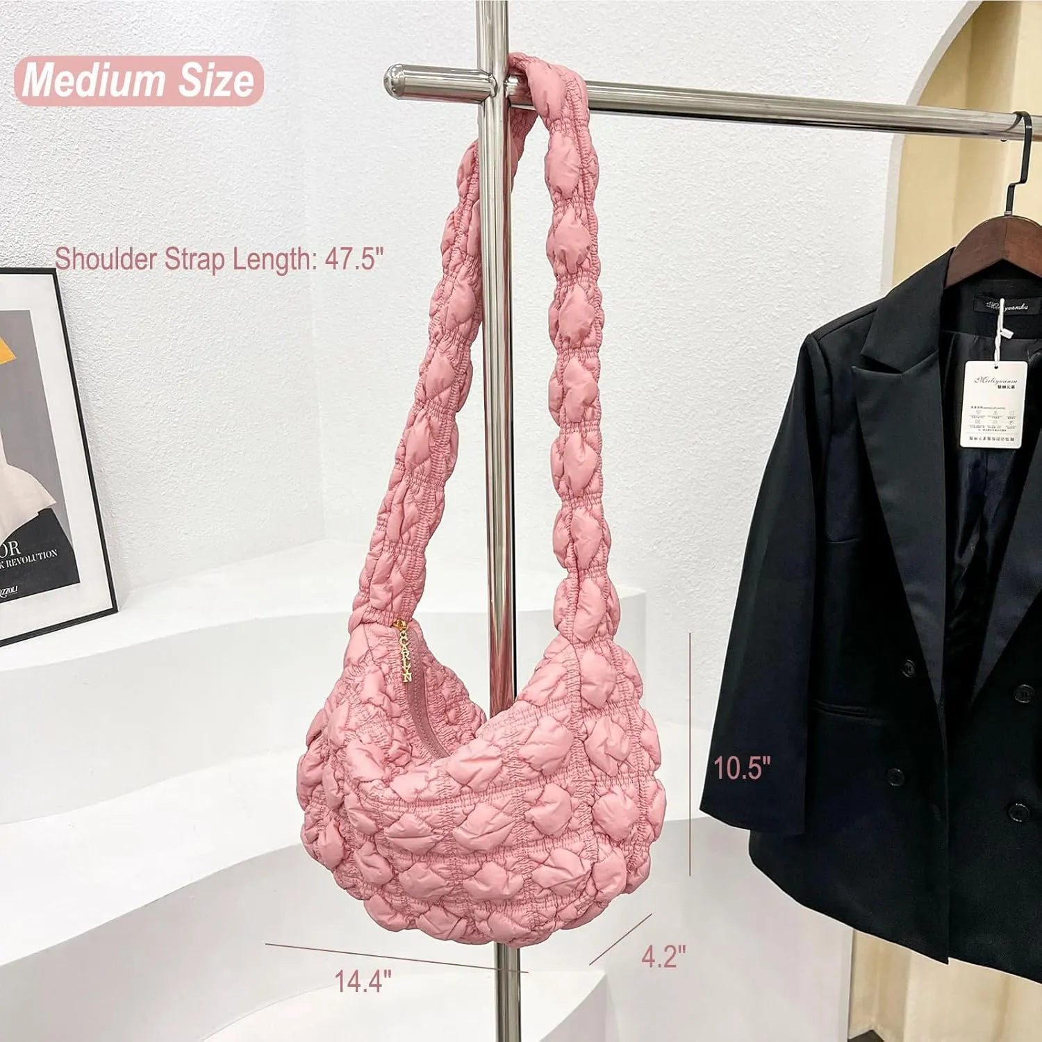 Quilted Tote Bag for Women, Puffer Shoulder Hobo Purse Crossbody Bag Lightweight Padding Handbag