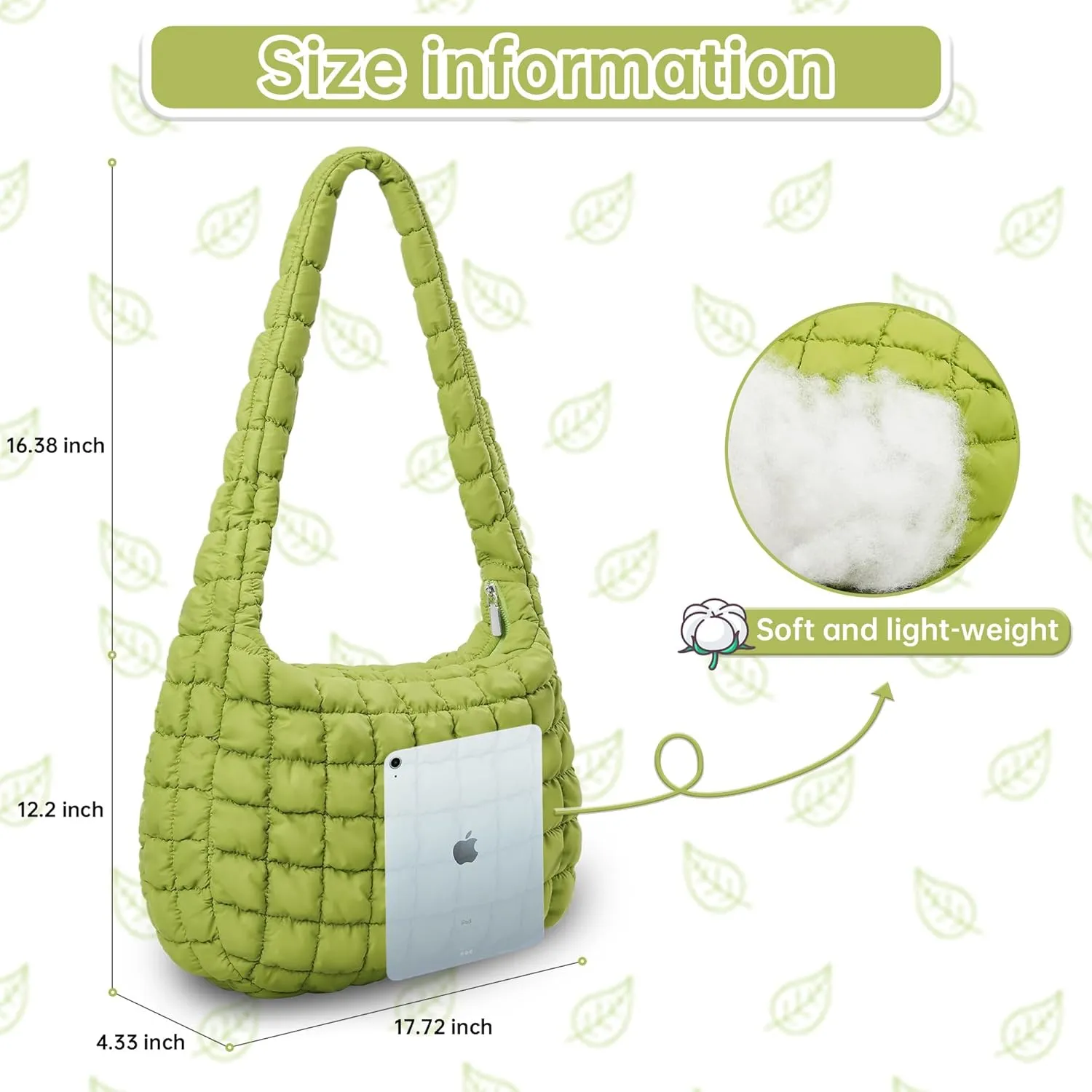 Quilted Tote Bag for Women, Puffer Shoulder Hobo Purse Crossbody Bag Lightweight Padding Handbag