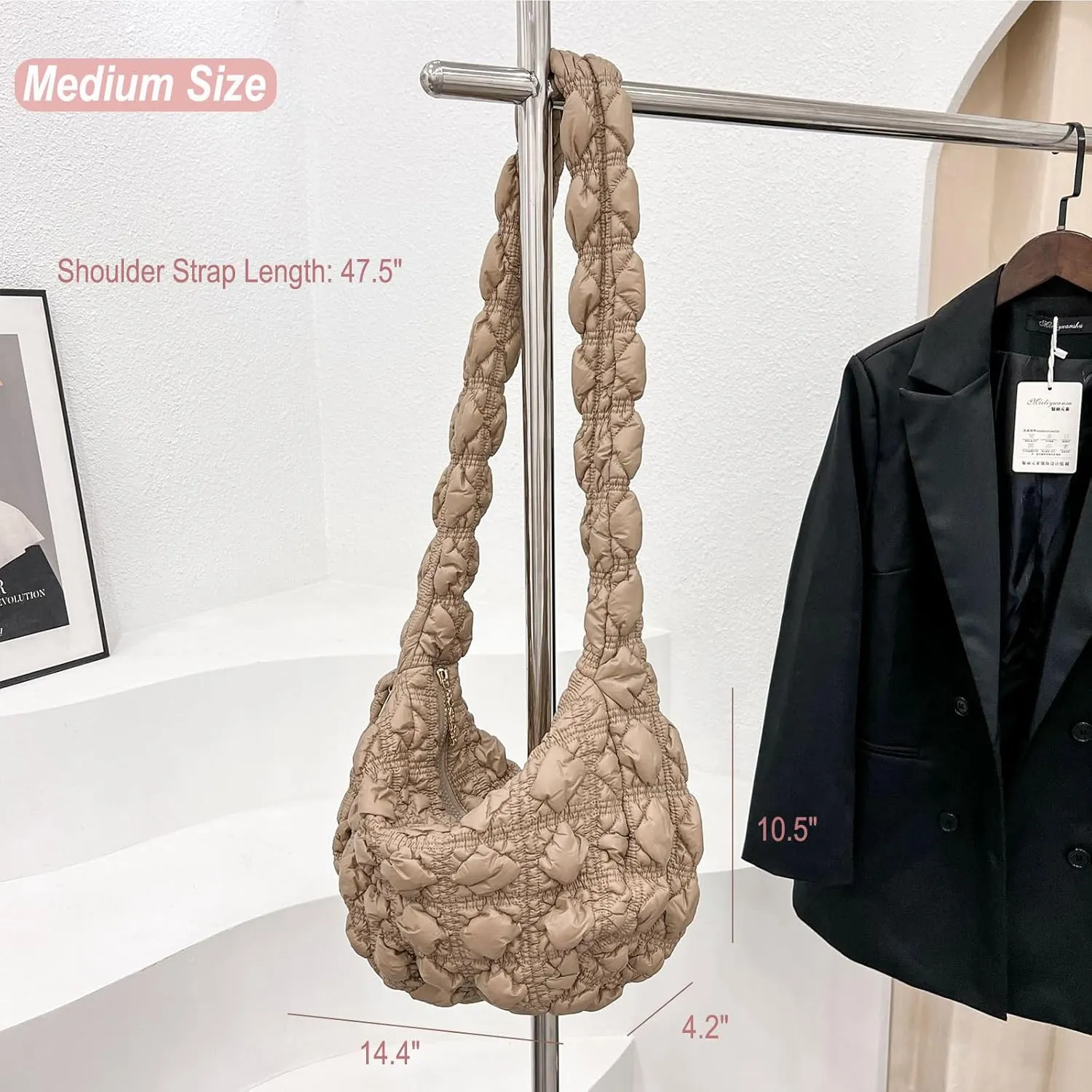 Quilted Tote Bag for Women, Puffer Shoulder Hobo Purse Crossbody Bag Lightweight Padding Handbag