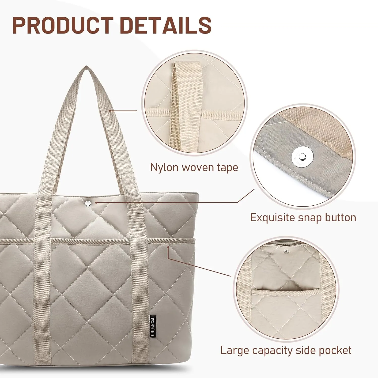 Quilted Tote Bag For Women, Puffer Tote Bag For Women, Trendy And Lightweight Travel Tote Bags For Work